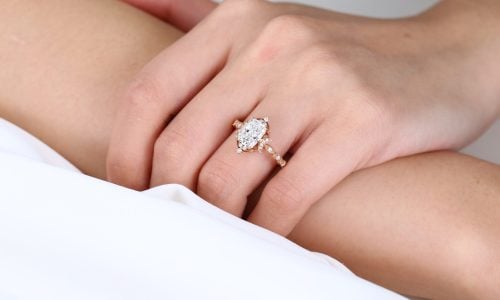 1.5ct Colorless VS+ Radiant Cut Lab Grown Diamond Vintage-Inspired 4-Prong Engagement Ring in Rose Gold (5) Rose Gold Radiant Cut Lab Grown Diamond Rings 1.5ct Art Deco Rings Vintage