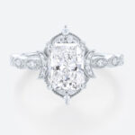 White Gold Radiant Cut Lab Grown Diamond Rings​ 1.5ct Art Deco Rings Vintage