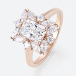 1ct Lab Grown Diamond Ring Halo Rings​ Radiant Cut Engagement Ring