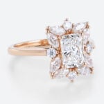 1ct Lab Grown Diamond Ring Halo Rings​ Radiant Cut Engagement Ring