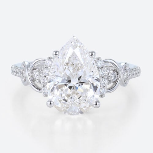 2.5 Ct Lab Grown Diamond Ring Unique Pear Shaped Infinity Ring​