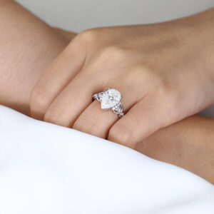 4 Ct Lab Grown Diamond Ring Unique Pear Shaped Infinity Ring​ in white gold