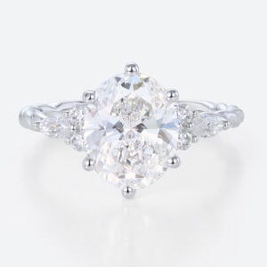Chunky Engagement Rings - 3 Carat Lab Grown Diamond Engagement Ring Twist 6 Prong Ring in white gold