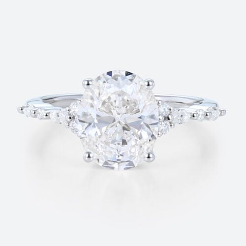 2 Carat Oval Ring White Gold 4-Prong 2ct Lab Grown Diamond Bridal Rings