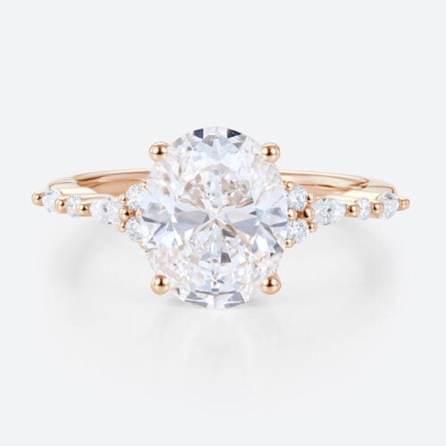 3 Carat Oval Ring Rose Gold 4-Prong 3ct Lab Grown Diamond Bridal Rings
