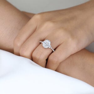 3 Carat Oval Ring White Gold 4-Prong 3ct Lab Grown Diamond Bridal Rings