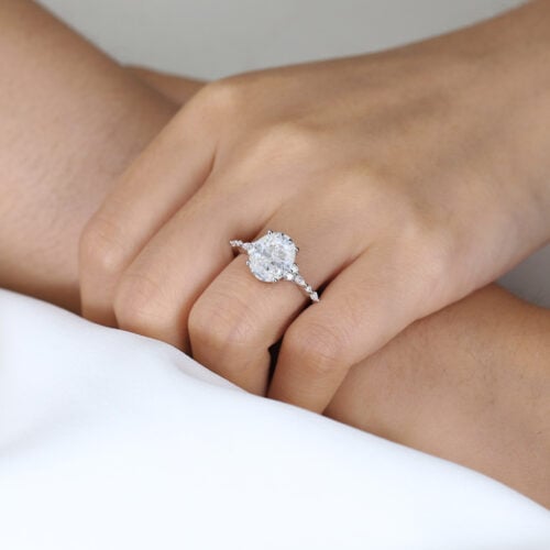 2 Carat Oval Ring White Gold 4-Prong 2ct Lab Grown Diamond Bridal Rings