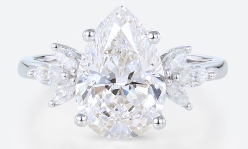 3 Carat Lab Grown Diamond Ring 3 Ct 4 Prong Pear Diamond Ring in White Gold 3ct Pear Cut Lab Created Diamond Rings Wing-Inspired 4-Prong Ring in White Gold