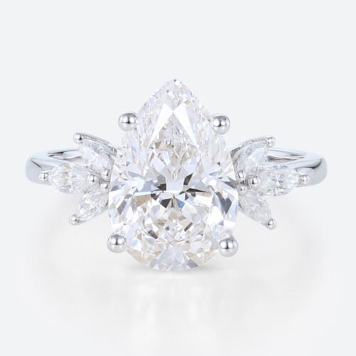2 Carat Diamond Ring Lab Grown 2 Ct 4 Prong Pear Diamond Ring