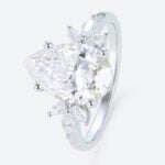 2ct Colorless VS+ Pear Cut Lab Grown Diamond Wing-Inspired 4-Prong Engagement Ring in White Gold