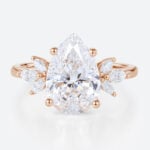 2ct Colorless VS+ Pear Cut Lab Grown Diamond Wing-Inspired 4-Prong Engagement Ring in Rose Gold