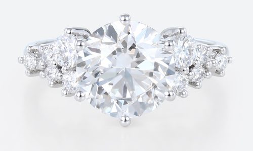 3ct Colorless VS+ Round Cut Lab Grown Diamond Modern 6-Prong Engagement Ring in White Gold (1) 3 Carat Round Lab Created Diamond Ring 6 Prong Engagement Ring in white gold