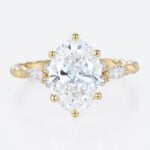 3 Carat Lab Grown Diamond Engagement Ring Twist 6 Prong Ring in yellow gold