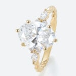 3 Carat Lab Grown Diamond Engagement Ring Twist 6 Prong Ring in yellow gold