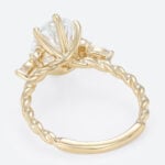 3 Carat Lab Grown Diamond Engagement Ring Twist 6 Prong Ring in yellow gold