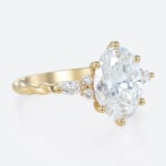 3 Carat Lab Grown Diamond Engagement Ring Twist 6 Prong Ring in yellow gold