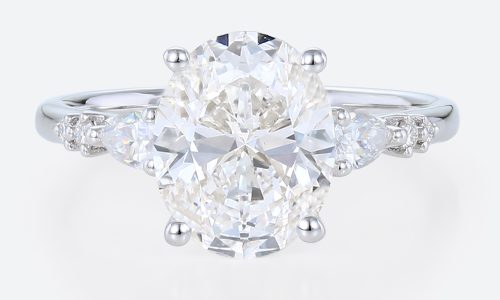 3 Carat Diamond Ring Lab Grown 4 Prong Oval Engagement Ring