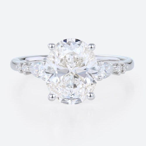3 Carat Diamond Ring Lab Grown 4 Prong Oval Engagement Ring