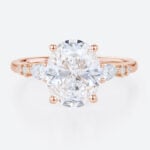 3 Carat Diamond Ring Lab Grown 4 Prong Oval Engagement Ring in rose gold