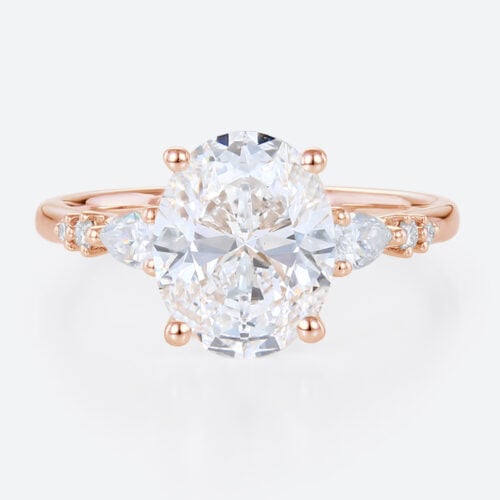 3 Carat Diamond Ring Lab Grown 4 Prong Oval Engagement Ring in rose gold