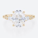 3 Carat Diamond Ring Lab Grown 4 Prong Oval Engagement Ring in yellow gold