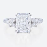 3 Carat Emerald Cut Lab Grown Diamond Engagement Ring 4 Prong Ring in white gold