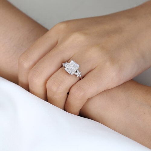 3 Carat Emerald Cut Lab Grown Diamond Engagement Ring 4 Prong Ring in white gold