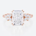 3 Carat Emerald Cut Lab Grown Diamond Engagement Ring 4 Prong Ring in rose gold
