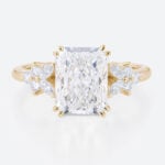 3 Carat Emerald Cut Lab Grown Diamond Engagement Ring 4 Prong Ring in yellow gold