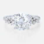 3 Carat Lab Diamond Ring Floral 4 Prong Round Engagement Ring