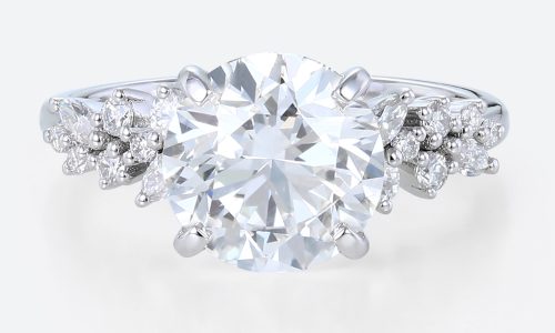 3 Carat Lab Diamond Ring Floral 4 Prong Round Engagement Ring