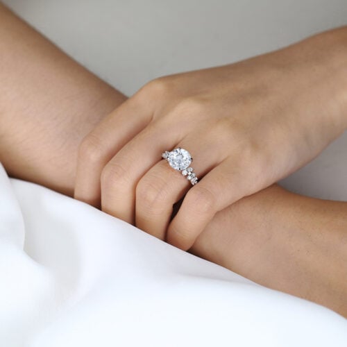 3 Carat Lab Diamond Ring Floral 4 Prong Round Engagement Ring