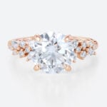 3 Carat Lab Diamond Ring Floral 4 Prong Round Engagement Ring in rose gold