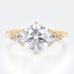 3 Carat Round Lab Created Diamond Ring 6 Prong Engagement Ring in Yellow gold