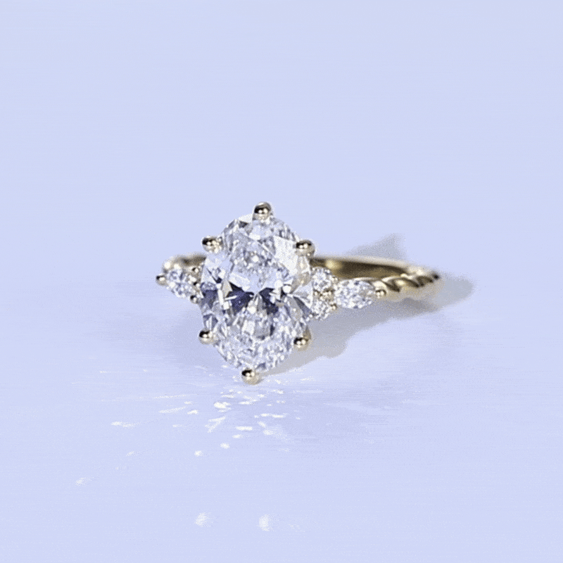 Chunky Engagement Rings - 3 Carat Lab Grown Diamond Engagement Ring Twist 6 Prong Ring in white gold