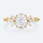 1.5 Carat Oval Lab Diamond Ring 4-Prong Vintage Art Deco Rings in Yellow Gold