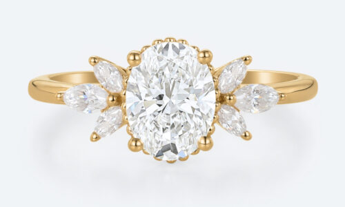 1.5 Carat Oval Lab Diamond Ring 4-Prong Vintage Art Deco Rings in Yellow Gold