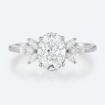 1.5 Carat Oval Lab Diamond Ring 4-Prong Vintage Art Deco Rings in White Gold