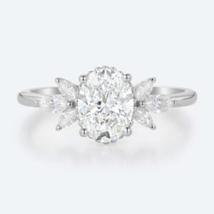 1.5 Carat Oval Lab Diamond Ring 4-Prong Vintage Art Deco Rings in White Gold