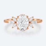 1.5 Carat Oval Lab Diamond Ring 4-Prong Vintage Art Deco Rings in Rose Gold