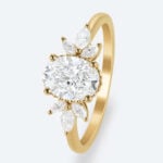 Oval Cut Lab Grown Diamond Art Deco Floral Cluster 4-Prong Engagement Ring (4)