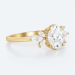 Oval Cut Lab Grown Diamond Art Deco Floral Cluster 4-Prong Engagement Ring (6)