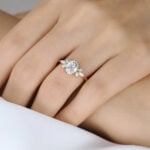 Oval Cut Lab Grown Diamond Art Deco Floral Cluster 4-Prong Engagement Ring (7)