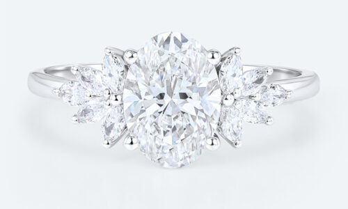 Oval Cut Diamond Engagement Rings Art Deco 1.5ct Lab Diamond Ring in white gold