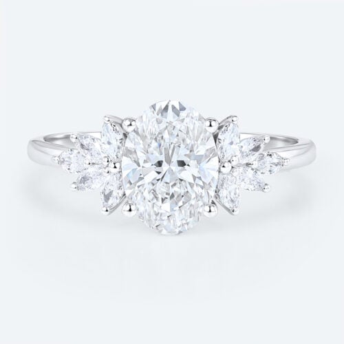 Oval Cut Diamond Engagement Rings Art Deco 1.5ct Lab Diamond Ring in white gold