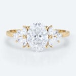 Oval Cut Diamond Engagement Rings Art Deco 1.5ct Lab Diamond Ring in yellow gold