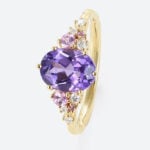 Lab Purple Sapphire Ring​ 3 Carat Oval Delicate Floral Engagement Ring