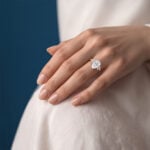 3ct Pear Cut Lab Created Diamond Rings​ Wing-Inspired 4-Prong Ring in White Gold