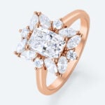 Radiant Cut Lab Grown Diamond Cluster Halo 4-Prong Engagement Ring (4)