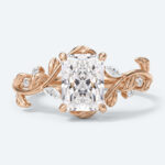 Radiant Cut Lab Grown Diamond Nature-inspired 4 Claw Prong Engagement Ring in Rose Gold (4)
